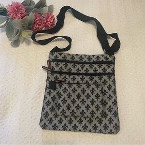 Gray and Black Crossbody Fleur Di‎ Lis